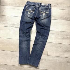 Rock Revival Noelle Skinny Jeans Women 30x30 Dark Wash Embroidered Pockets Y2K